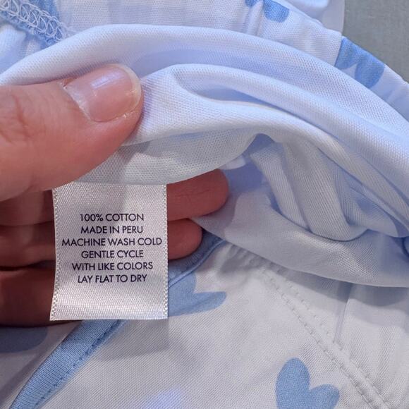 Lake Pajamas Cotton Short-Long Set in Blue Heart XST ST MT NWOT Loungewear - Picture 9 of 10